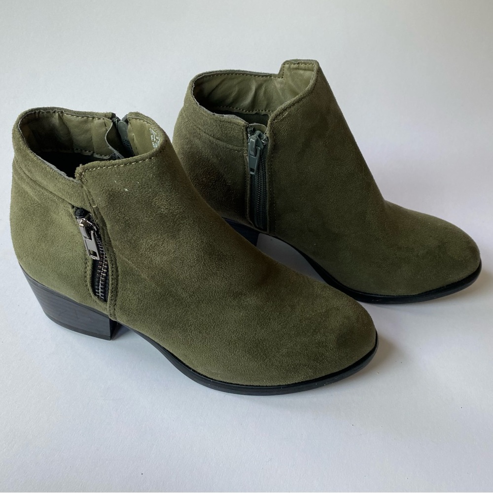 Olive Green Suede Booties